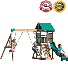 Backyard Discovery Buckley Hill Wooden Swing Set, Made for Small Kid Playground