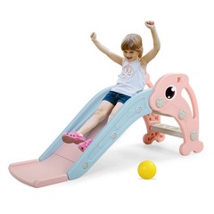 NYEEKOY 3 in 1 Toddler Slide, Indoor Slide 45.28″L x 20.47″W x 19.49″H, Pink
