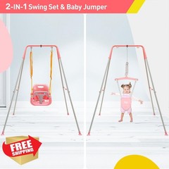 FUNLIO pink 2-in-1 toddler swing jumper