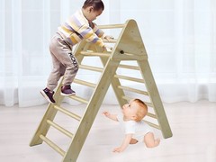 Wooden Foldable Climbing Triangle Ladder Montessori Gym Kids 1-7 y.o.