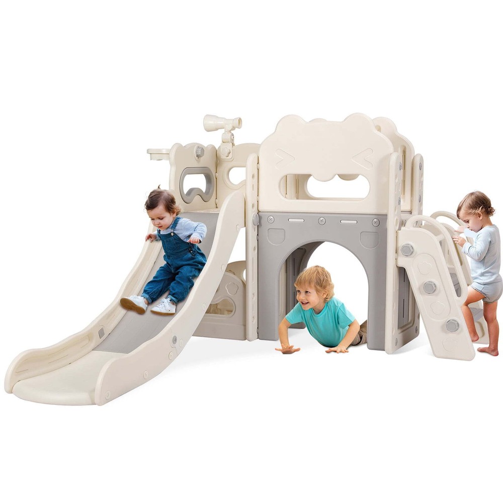 Kids Slide Climber Playset 8-in-1 Freestanding Slide Toddler Toys Indoor Outdoor