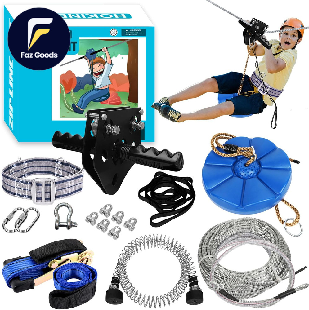 Zip Line Kit for Kids Adults 100FT / 120FT / 150FT / 200FT up to 380Lbs Quick