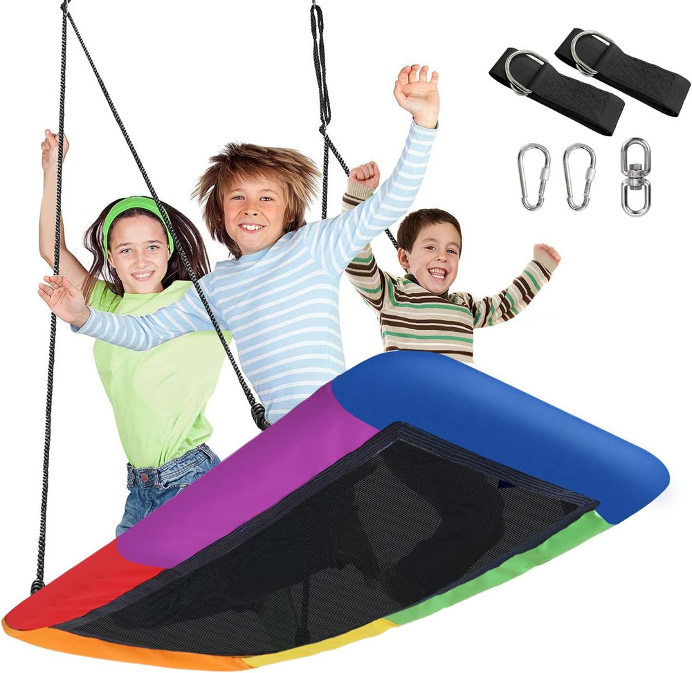 60″ Saucer Swing for Kids – 700Lbs Big Platform Tree Glider Therapy – Adjustable