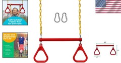 Safety First: 18″ Trapeze Bar with 48″ Heavy Duty Chain & Locking Carabiners Red
