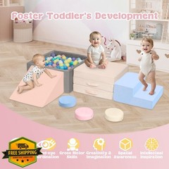 CAMELUS Climbing Blocks Grey Pink 7-Piece