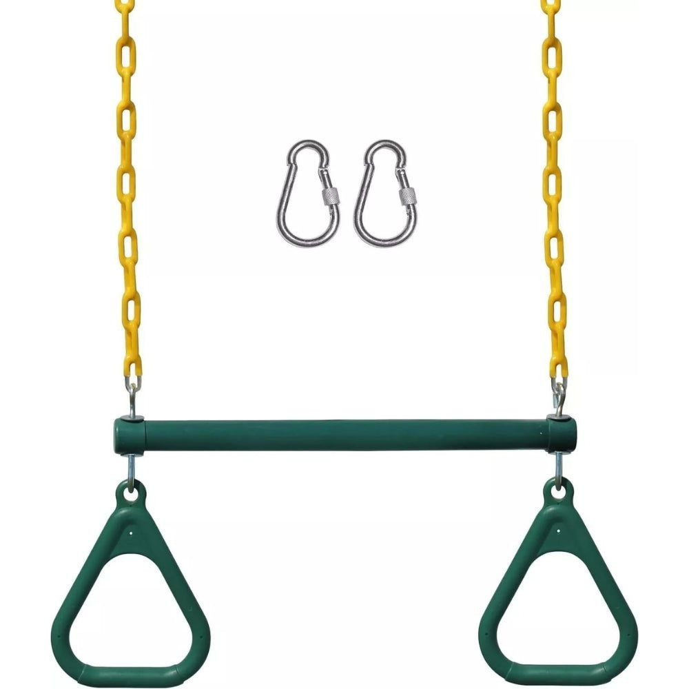 Jungle Gym Kingdom 18″ Trapeze Swing Bar & Rings w/ 48″ Heavy Duty Chains &…