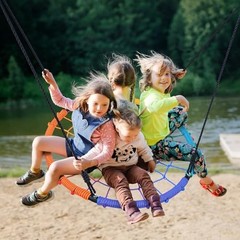 750lbs 40″ Spider Web Saucer Tree Swing for Kids Adults, Outdoor Net Rainbow