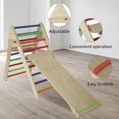 Fionafurn Pikler Triangle Ladder Foldable 2-in-1 Ramp Slide for 1-7 Multi