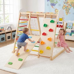 Indoor Jungle Gym for Kids 8-in-1 Montessori Climber Playset with Swing Monkey