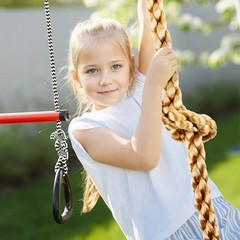 Climbing Rope for Kids, 8.2 FT Long with 4 Knotted Steps, Playground Coffee