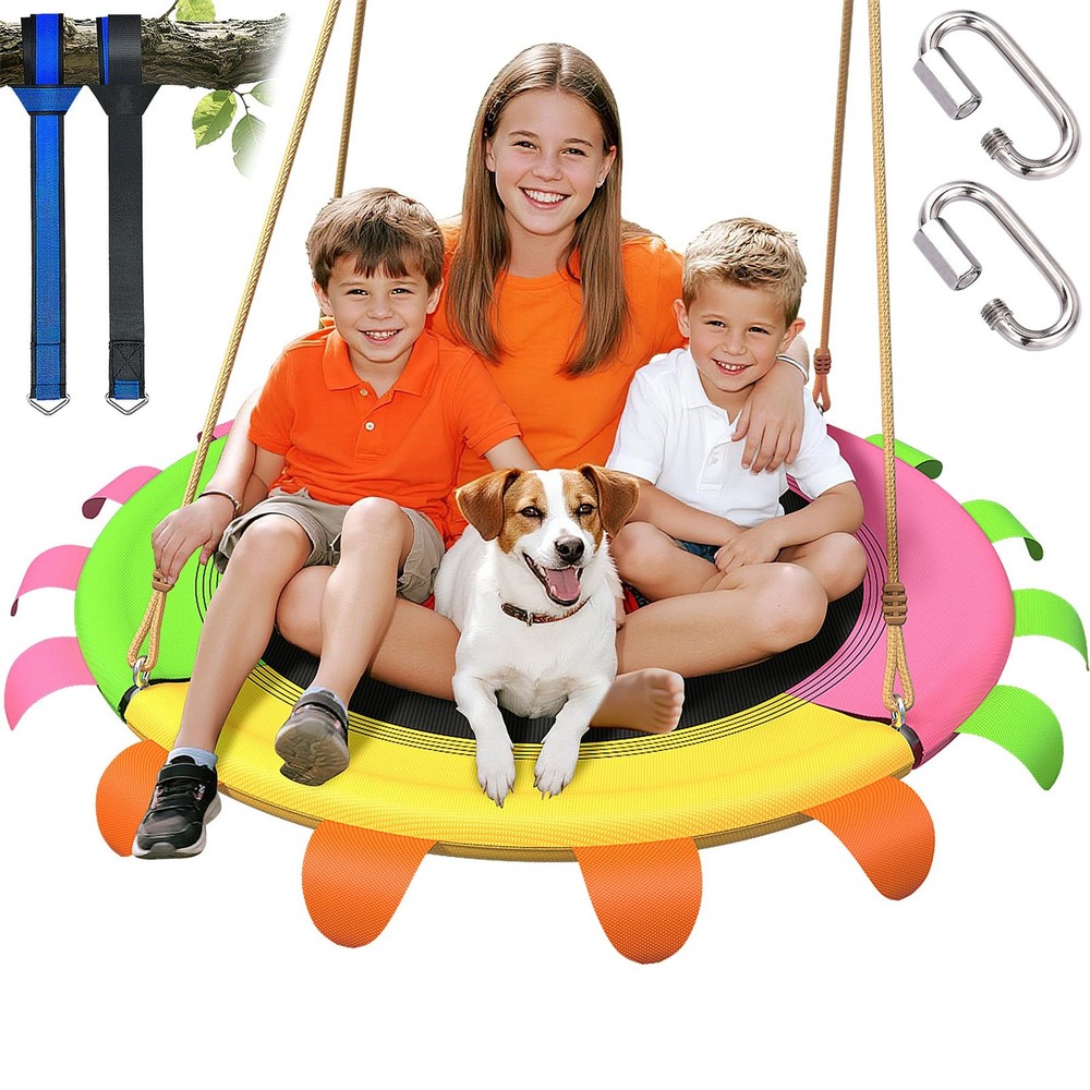 40″ Tree Swing for Kids Outdoor 600lb Weight Capacity, Saucer Swing with Adj…