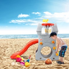 Costway Kids Climber Slide Play Set w/Basketball Hoop Telescope Toy Boy Girl