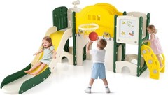 10 in 1 Toddler Slide Set Kids Slide & Climber Playset W/ Magnetic Whiteboard