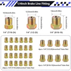 2 Sets 25 FT 1/4″ Brake Line Kit with Brake Lines Fittings,4 1/4 inch Gold
