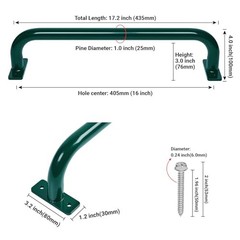 17 Inch 6 Pieces Green Outdoor Metal Safety Handles for Green -6 Pcs