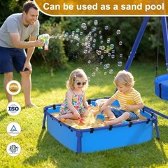5-in-1 Heavy Duty Metal Swing Set with Sandbox for Backyard, 800 LBS Blue