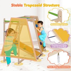 6-in-1 Jungle Gym w/Slide Rock Climbing Basketball Hoop Monkey Bar Rope Net
