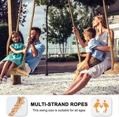 Hanging Wooden Swing 24″x 8″x 1.2″ Tree Swing Adults & Kids W/ 500lbs Load