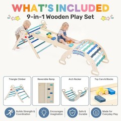9-in-1 Pikler Triangle Set for Toddlers,Foldable Montessori Climbing Toys Indoor