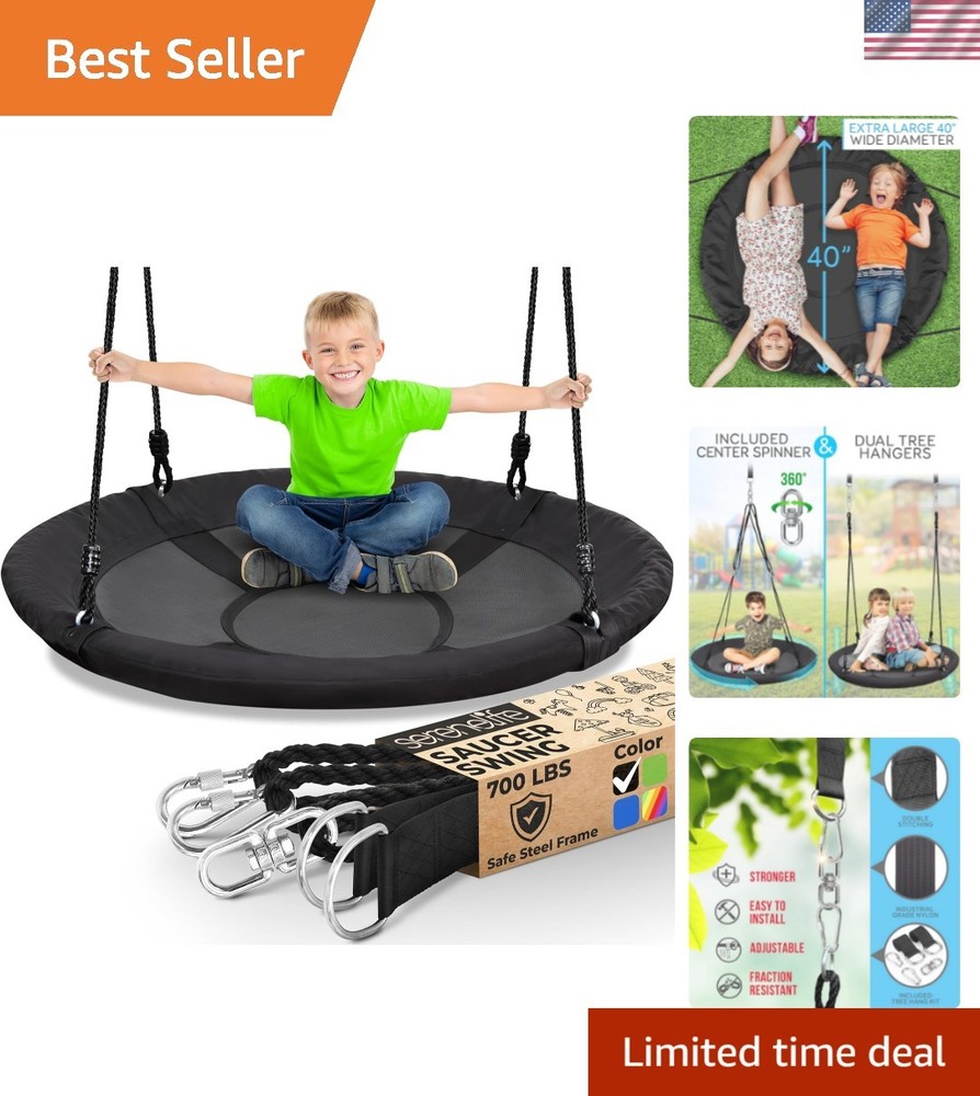 Saucer Swing with Tree Hang Kit, 40” Outdoor Tree Swing, 2 Adjustable Hanging…