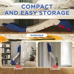 Qaba Toddler Couch Slide for Bed Sofa Indoor Extra Length Easy Assemble Blue