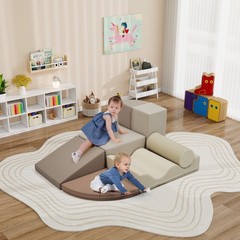 7-Piece Kids Indoor Climbing Foam Toys,Soft PU Toddler Crawl Activity Play Set