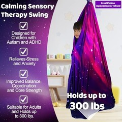 HiCamer Double Layer Sensory Swing for Kids & Adults Holds up to Galaxy Purple