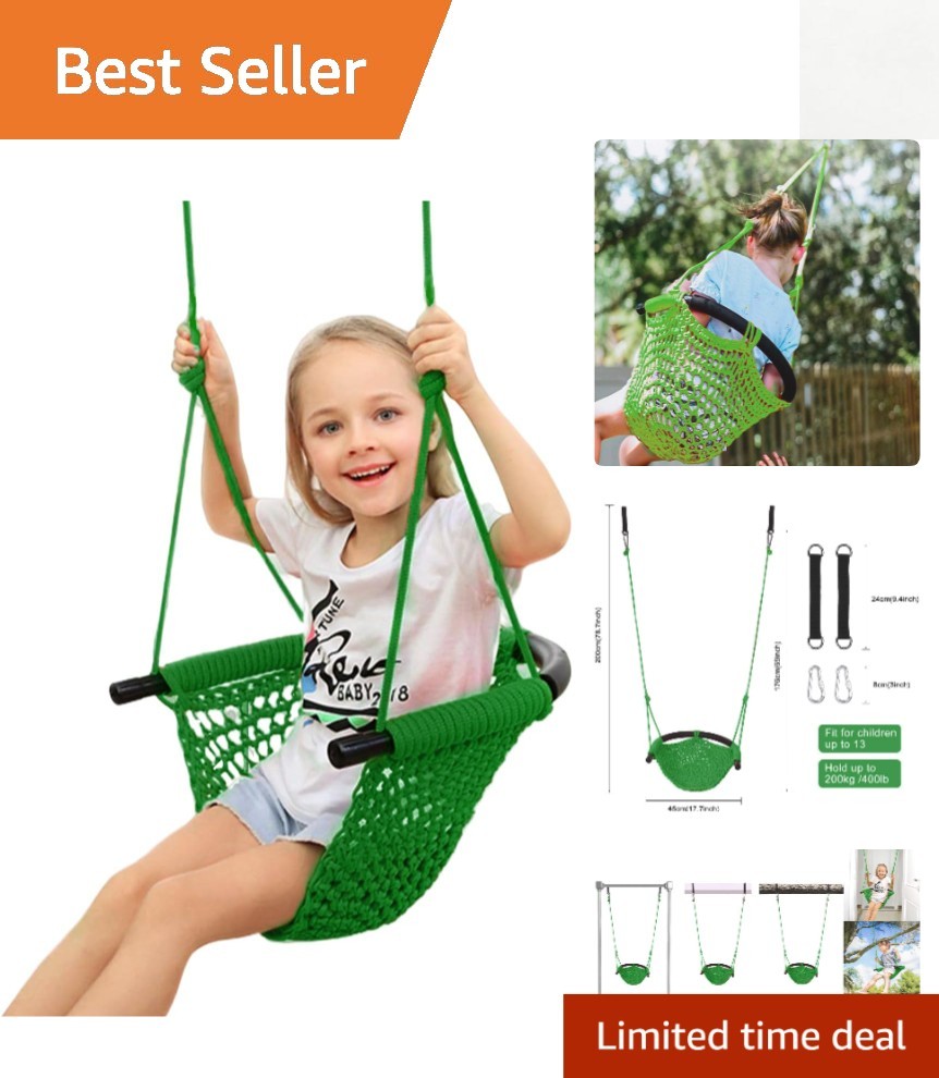 Heavy-Duty Kids Swing Seat – 440 lbs Capacity for Indoor/Outdoor Fun in Green
