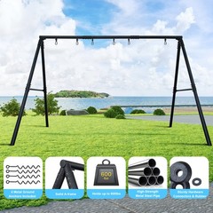 600lb Heavy Duty Swing Set Outdoor Kids Adult Playset with 3 Swings &Metal Frame