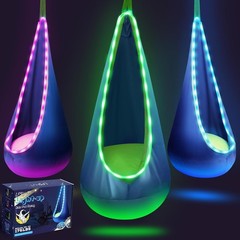 Delightful Kids Pod Swing with 16 Colors Remote | Soft Cotton & Safety Design