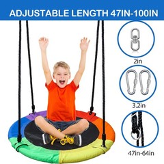 40″ Saucer Tree Swing for Kids & Adults, Adjustable Rope Flying Seat Multi-Color