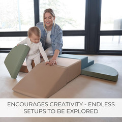 Toddler Climbing Blocks Set Foam Play Gym Crawl Tunnel Indoor Soft PU Leather