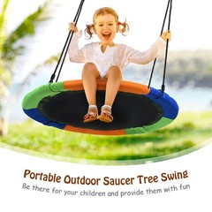 40″ Flying Saucer Tree Swing Outdoor Play Set w/ Adjustable Ropes Gift for Kids