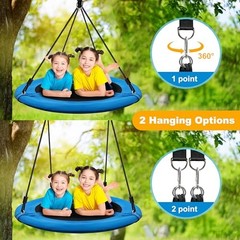 Saucer Tree Swing Inch 600lb Weight Capacity with 2pcs Hanging Straps, 40 Blue
