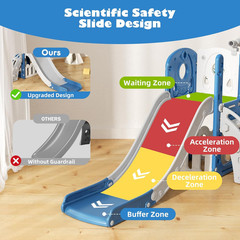 6-in-1 Toddler Slide and Climber Playset with Basketball Hoop and Telescope