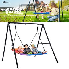 Metal Swing Set with 60″ Large Platform Swing for Backyard Kids Adult Heavy Duty