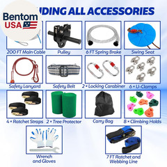 Zip Line Kit for Kids Adults: 200FT up to 400 Lbs – Updated Removable Design Tro
