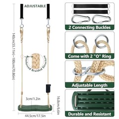 Kids Tree Swing Seat, Heavy Duty 264 LBS Swing with Tree Straps & Green