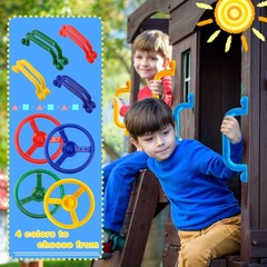4 Pieces Steering Wheel Playset Plastic Swingset Steering Wheel with Mounting…