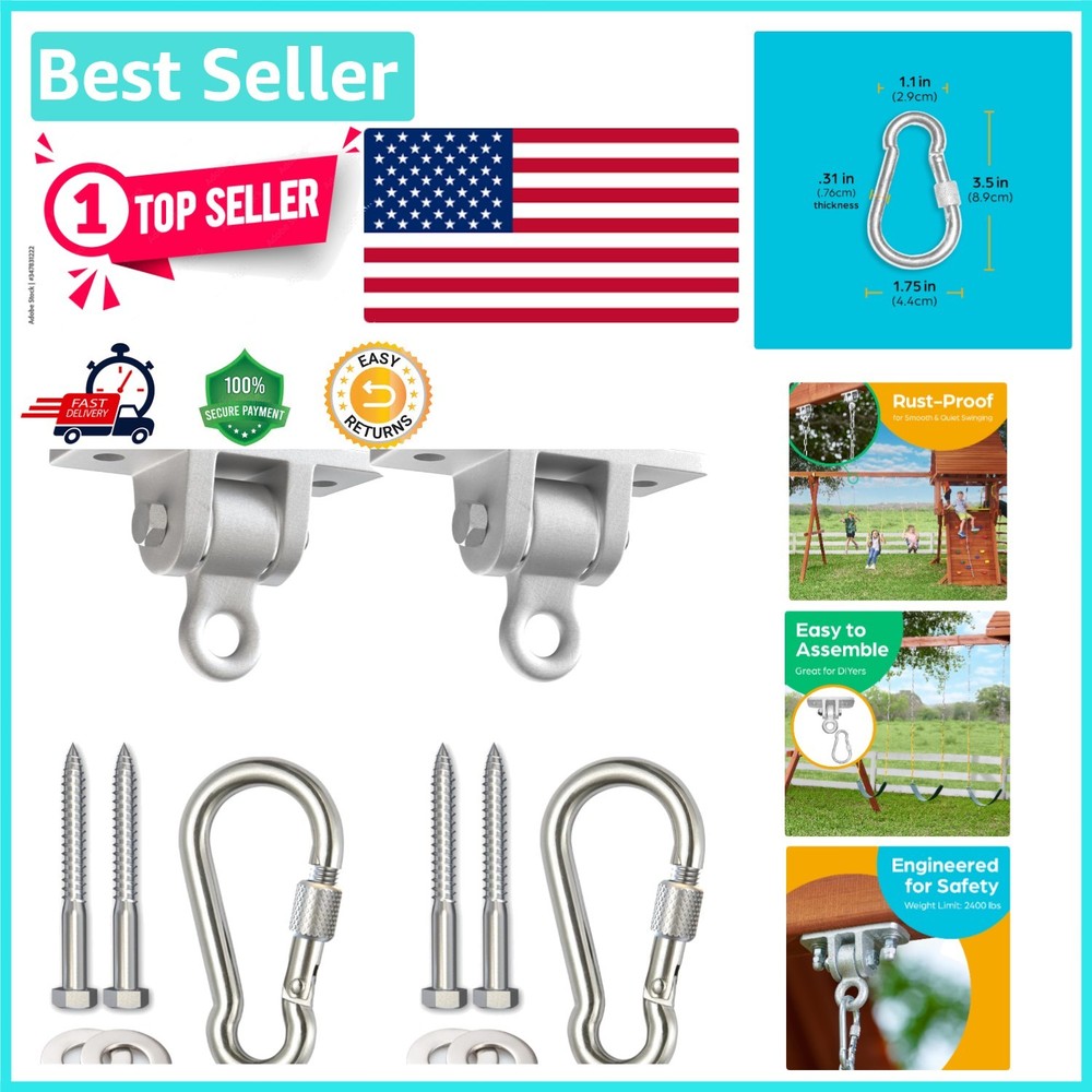 Smooth Ride 2 Pack Swing Set Hangers – Heavy Duty Brackets with Safety Hooks