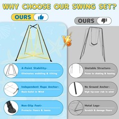Heavy-Duty X-Shaped Swing Frame Swing Stand with Sensory Swing & Pod Swing – …