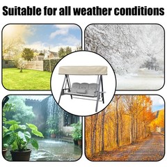 Beige 3-Seat Porch Swing Canopy Replacement 64×45″ Waterproof Sunshade Cover