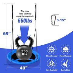 Saucer Swing for Kids – 40 Inch Outdoor Tree Swing with 660 lb Weight Capacit…