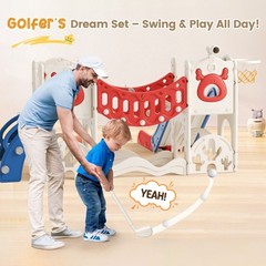 11 in1 Toddler Double Slides Clmber Playset Climber Playground Basketball Hoop