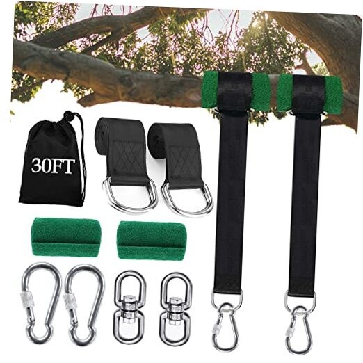 Tree Swing Hanging Straps Kit (Set of 2) – 3FT/8FT/10FT/20FT/Heavy 30FT Black