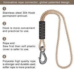 Quality Off-White Tree Swing Hanging Strap – 19 inch with Heavy Duty Hook