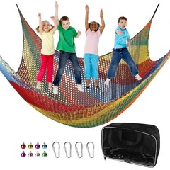 Multicolored Climbing Cargo Net 14.7′ x 9.8′ – Double Layer Playground Safety Ne
