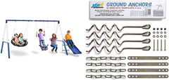 Swingin’ More Fun – Outdoor Backyard Playground Kids Swing Set. White/Blue & 70