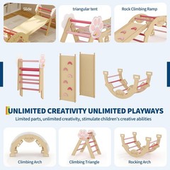 For 1-3 Years Old Baby Kids Indoor Play This Pink Triangle Set Wood Jungle Gym A