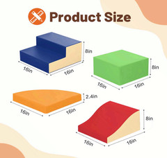 TODIBY Foam Climbing Blocks 4PCS PU Leather Toddler Play Set